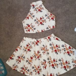 2 piece skirt and V neck top